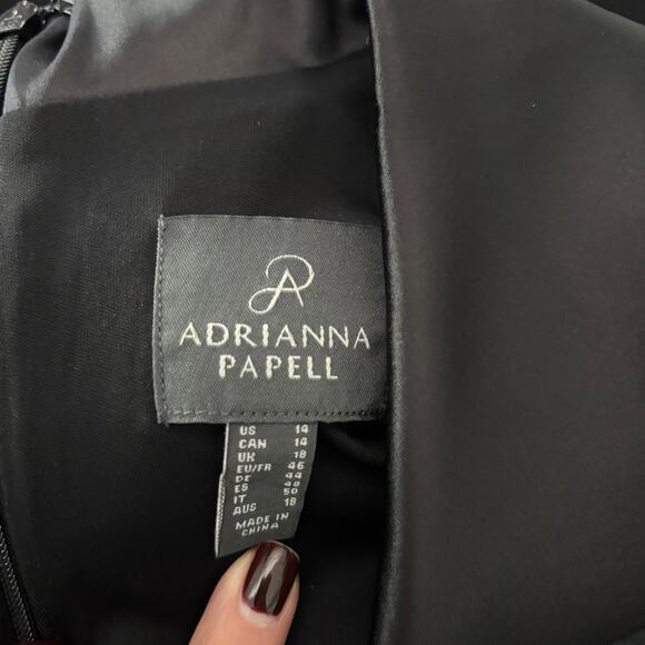 ADRIANNA PAPELL | Tuxedo Jumpsuit Satin Lapels Black Size 14 - Picture 6 of 7